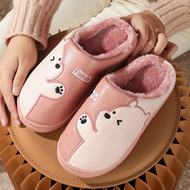 情侣棉拖鞋女生秋冬季室内家居家用保暖厚底防水耐脏棉拖男士冬天