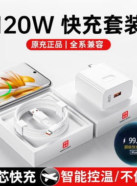 适用华为120W充电器100W超级快充头mate40 p50p40p30 nova9/8/7荣耀70手机66W闪充60v20插头6se线原装正品pro