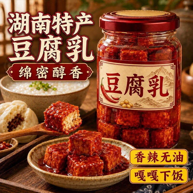 豆腐乳霉豆腐湖南特产白溪腐乳农家香辣毛豆腐下饭菜正宗一块麻辣