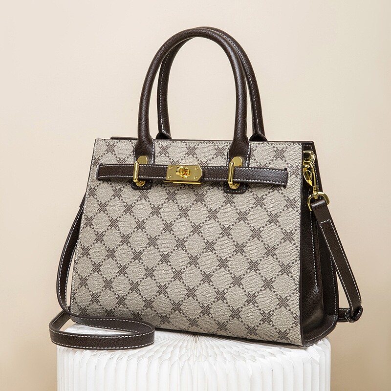 店酷奇新款真皮大容量单肩包高级感凯利包女包斜挎手提包时尚女款