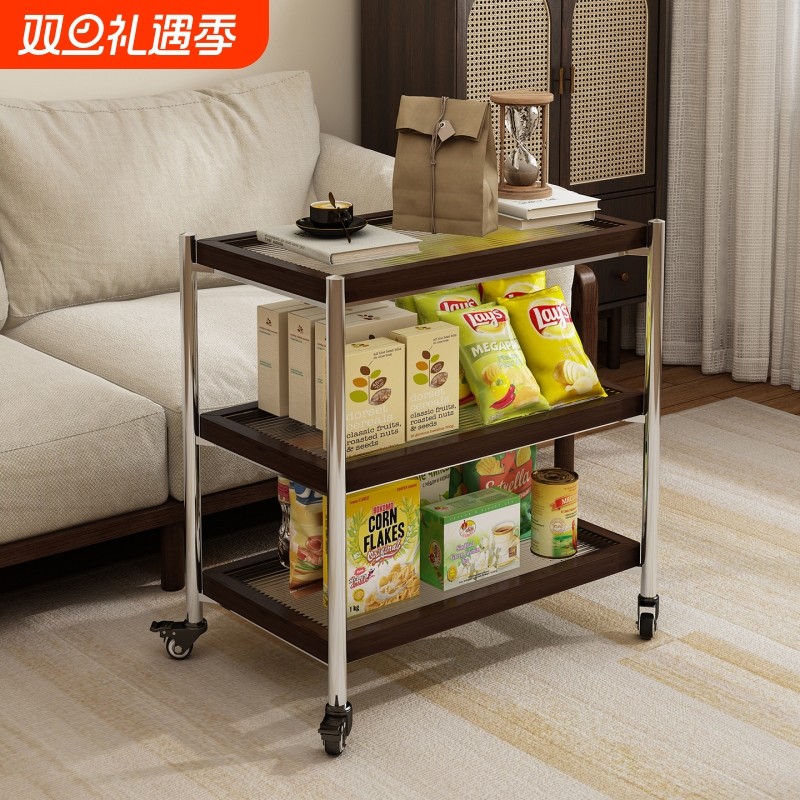可移动边几客厅家用小推车茶几小户型沙发侧柜边桌带轮床头小边几