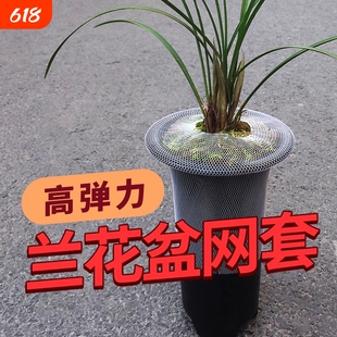 兰花盆紫砂盆高弹防漏网套大号兰草保护网罩塑料植物园艺花卉