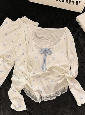 睡衣女款秋春长袖长裤可爱家居服