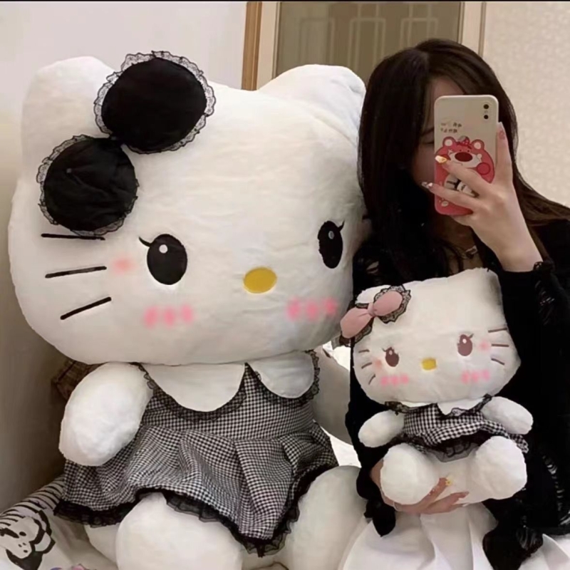 暗黑hellokitty玩偶kt毛绒玩具蝴蝶结凯蒂猫可爱公仔送女生日礼物