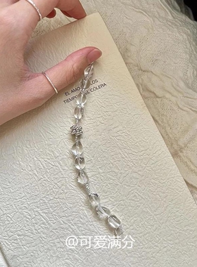 S925纯银果实吊坠手链精致高颜值天然白水晶手串