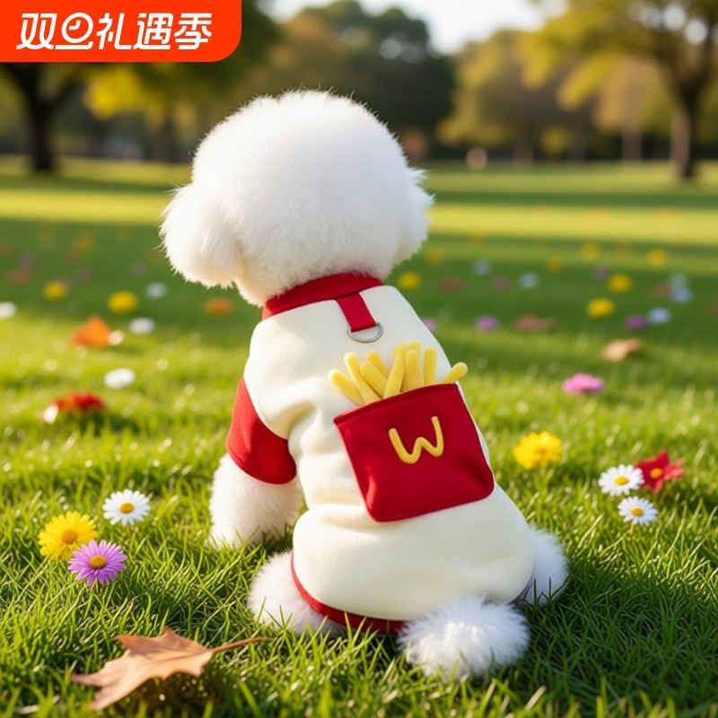 小狗狗衣服秋冬款可牵引可爱泰迪比熊博美幼犬猫咪宠物卫衣牵引扣