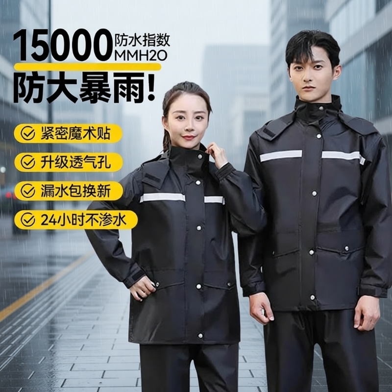 雨衣裤防暴雨男款电动外卖骑手套装防水自行车骑行防风防雨耐磨