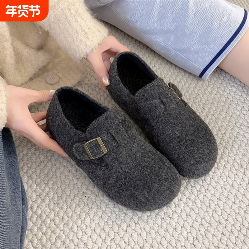 厚底高级灰勃肯鞋女鞋子2025新款冬季内增高百搭毛毛棉鞋博肯单鞋,女鞋,勃肯鞋/软木鞋,淘宝优惠券,粉丝福利购,淘宝优惠卷