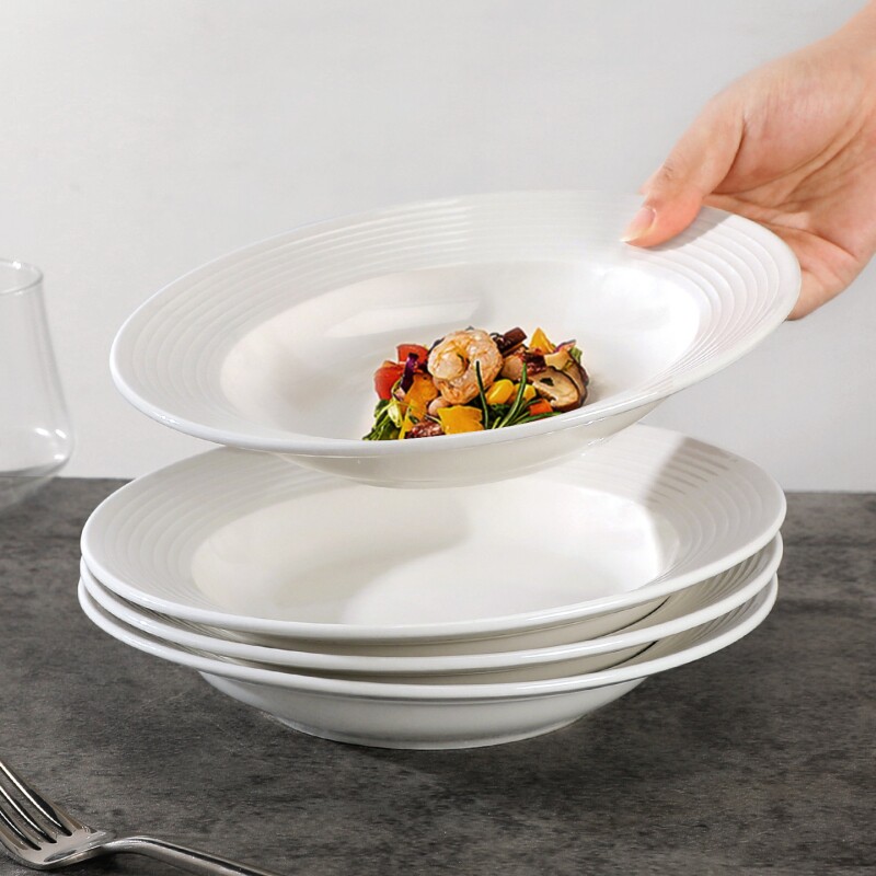 8.8元2个陶瓷草帽菜盘西餐盘ins高颜值纯白汤盘子早餐盘釉下彩