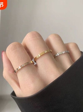 显白！极细玫瑰金戒指女小众设计独特高级感百搭简约指环日常通勤