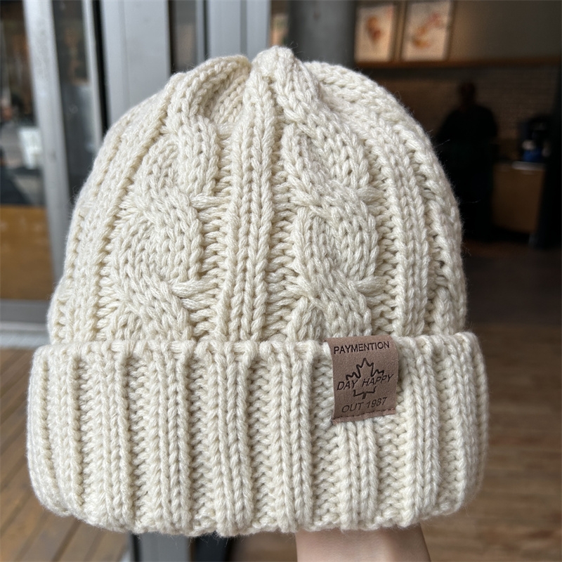毛线帽男女冬天韩版休闲保暖加绒加厚百搭麻花粗针织防风护耳帽子