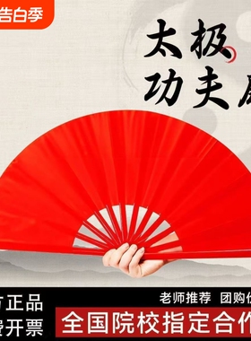 功夫扇红色扇子儿童成人太极双面金幼儿园做早操响扇学生舞蹈
