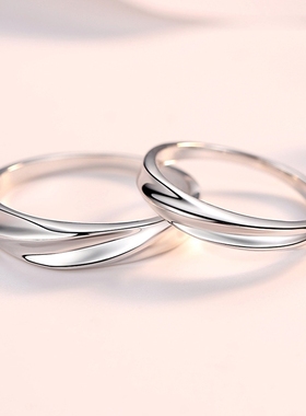 925纯银戒指 韩国韩版时尚交织的爱 情侣指环对戒银饰品 厂家批发