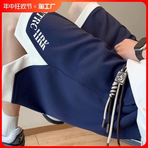 菠萝格休闲短裤男女夏季美式重磅潮牌运动裤宽松大码青少年五分裤