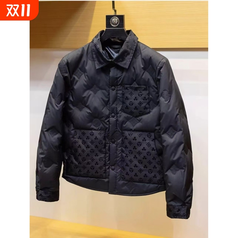 欧洲站秋冬男新款翻领羽绒棉服轻薄加厚宽松轻奢百搭休闲外套男