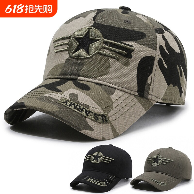 男士部队军训作训五角星迷彩军绿春夏秋天棉运动遮阳鸭舌帽棒球帽