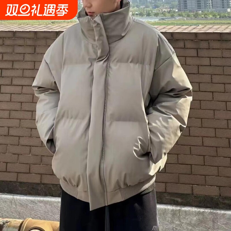 户外美式短款羽绒服男冬季立领三防重型防寒保暖面包服皮外套哑光