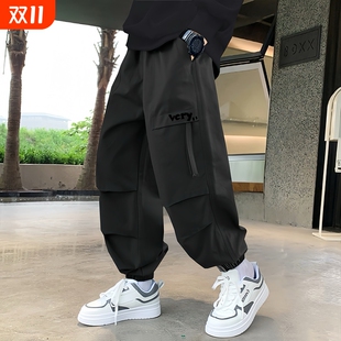 秋装 长裤 儿童工装 男童裤 黑色男孩休闲裤 2025新款 裤 运动潮 子春秋款