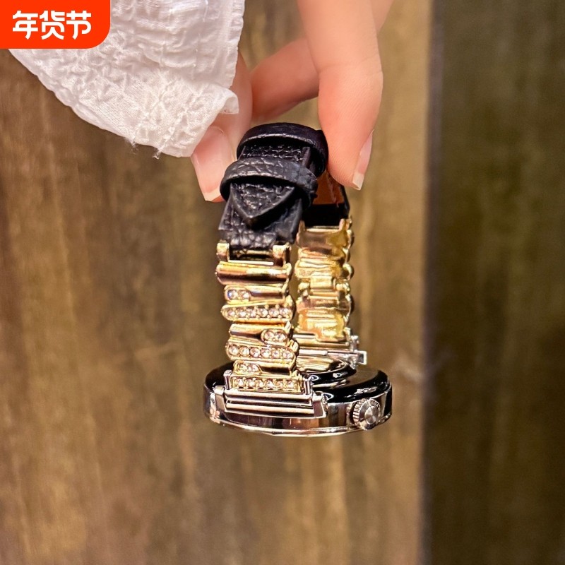 适用华为手表gt6表带gt5pro爆款不规则镶钻金属拼皮watc