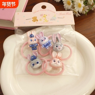 新款可爱卡通兔子警官女童发绳发夹皮筋发饰不伤发疯狂动物城头饰