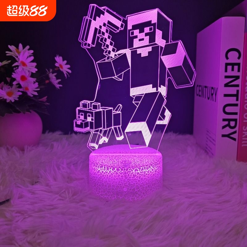 我的世界周边手办摆件玩具床头伴睡灯创意生日礼物USB小夜灯礼物