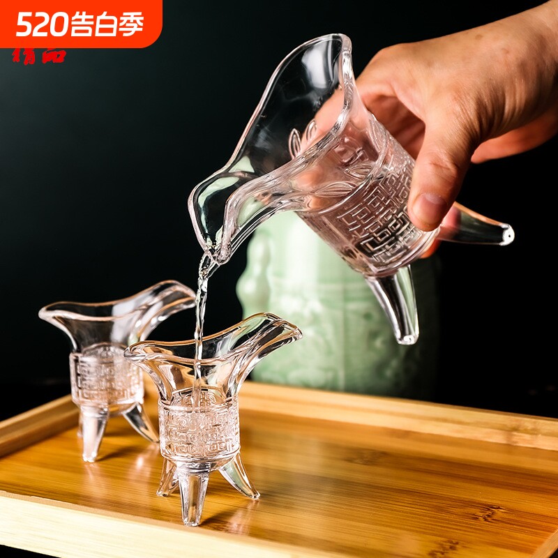 仿古玻璃爵杯白酒杯分酒器套装帝王杯小酒杯复古公爵杯一口杯酒樽