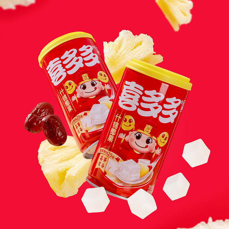 喜多多什锦椰果370g*12瓶水果罐头开罐即食大果粒菠萝银耳解馋