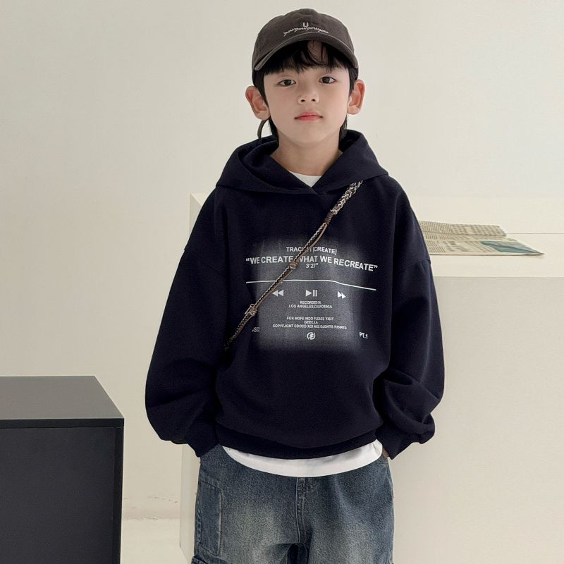 2025新款男童连帽卫衣春秋款中儿童冬季打底衫休闲百搭上衣男加绒