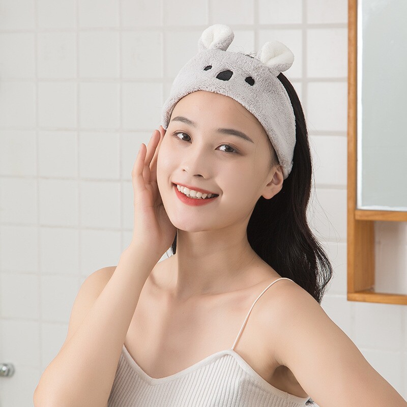 卡通珊瑚绒毛绒束发带可爱洗脸运动发带女发箍蝴蝶结头带发饰