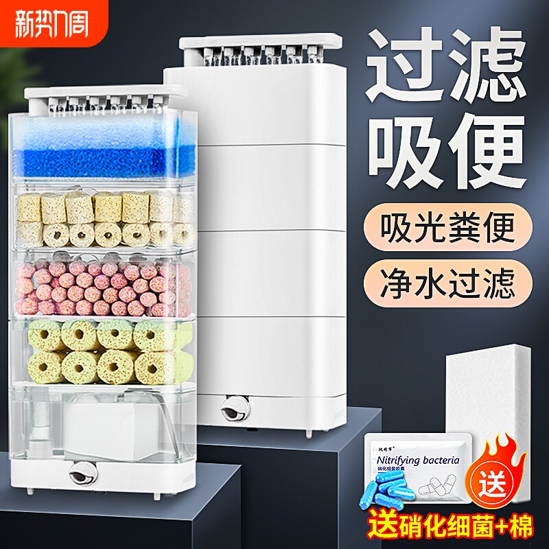 乌龟过滤器鱼缸低水位循环三合一过滤盒小型桶龟缸专用增氧净水