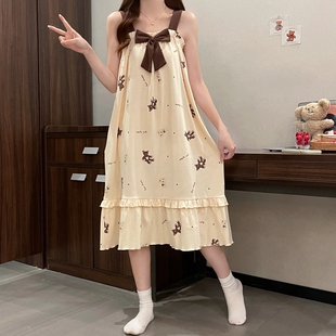 带胸垫吊带裙夏季女纯棉睡裙性感睡衣公主风少女睡裙家居服多规格