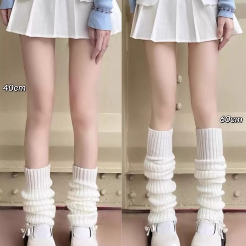 针织袜套白色袜子女y2k小腿袜秋冬厚羊毛长筒堆堆袜腿套修饰腿型