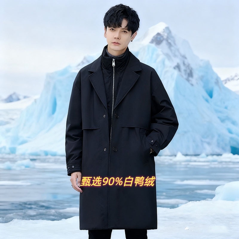 中长款防寒男士西装双层领羽绒服