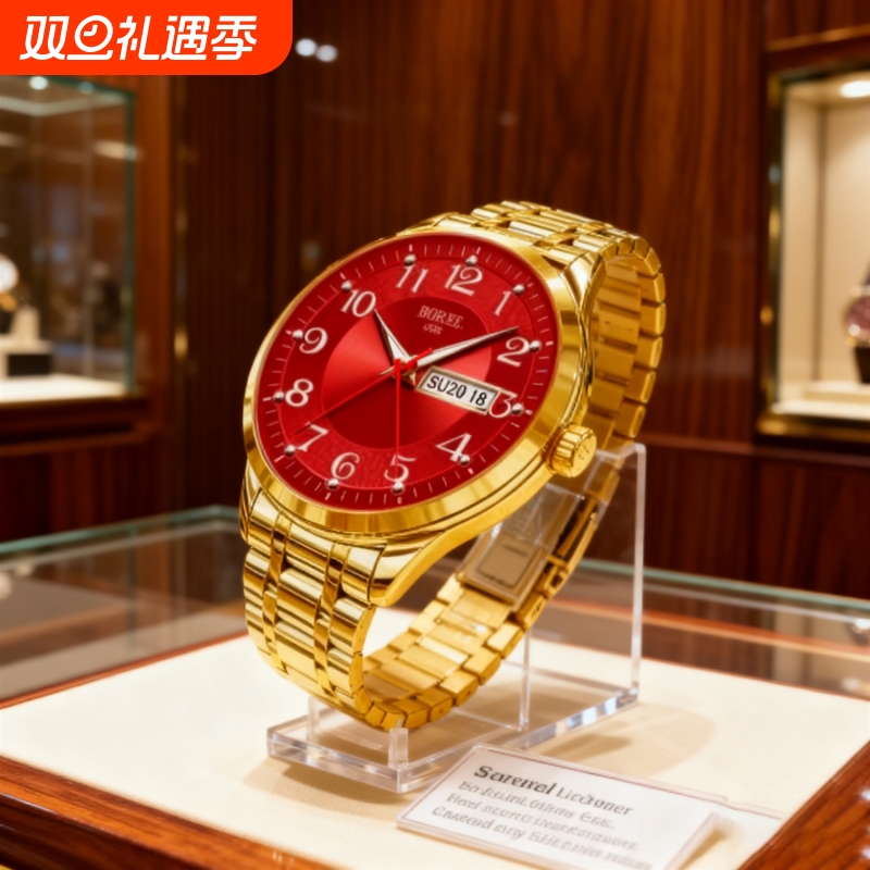 手表男款机械风全自动防水高级感全自动男表数字双日历防水腕表男