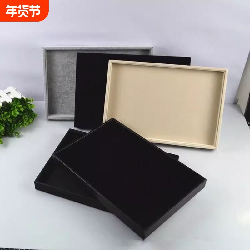 皮绒布首饰展示台珠宝饰品盒子盘项链手表收纳展示珠宝店托盘戒指