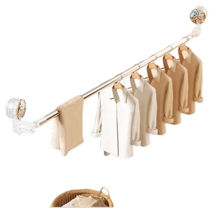 吸盘晾衣架伸缩晾衣杆家用免打孔窗户阳台晾衣神器折叠玻璃窗台