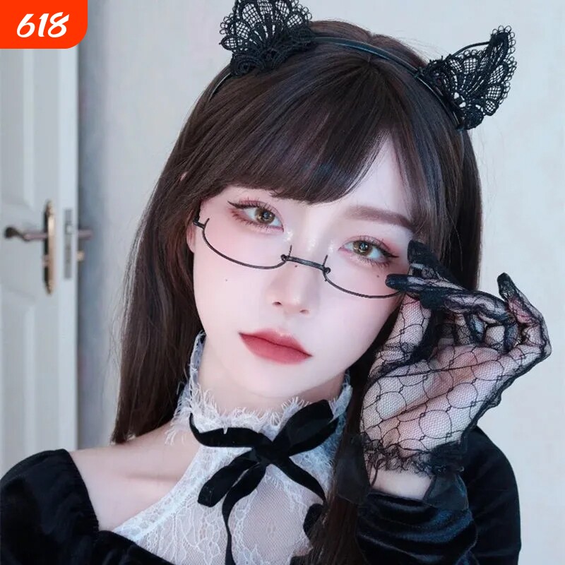 下半框眼镜女可爱装饰眼睛镜架御姐纯欲风无镜片镜框复古度数可配