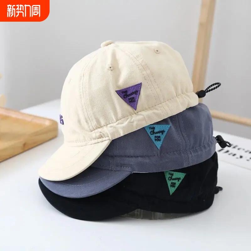 儿童帽子春夏球季短檐鸭舌帽男女童日系复古薄款纯棉四季棒球帽