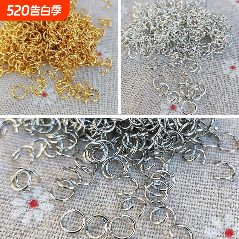手工diy开口圈金属环饰品链接环铁圈电镀开口环手链项链配件银色