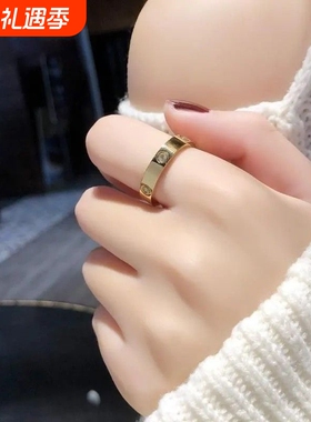 卡洛赫钉子戒指男女18K经典款玫瑰金love满天星情侣对戒指环订婚