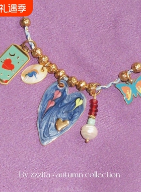 ZZZITA Sofia Neclace 美式嬉皮彩色吊坠编绳项链小众设计锁骨链
