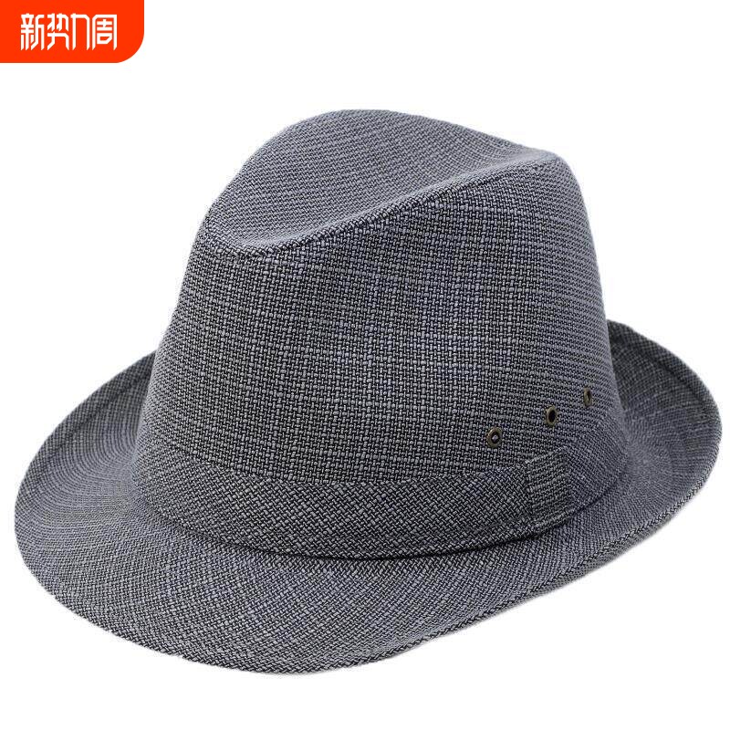 老人男帽子春夏天亚麻礼帽中老年爵士爸爸绅士短檐卷边休闲夏凉帽