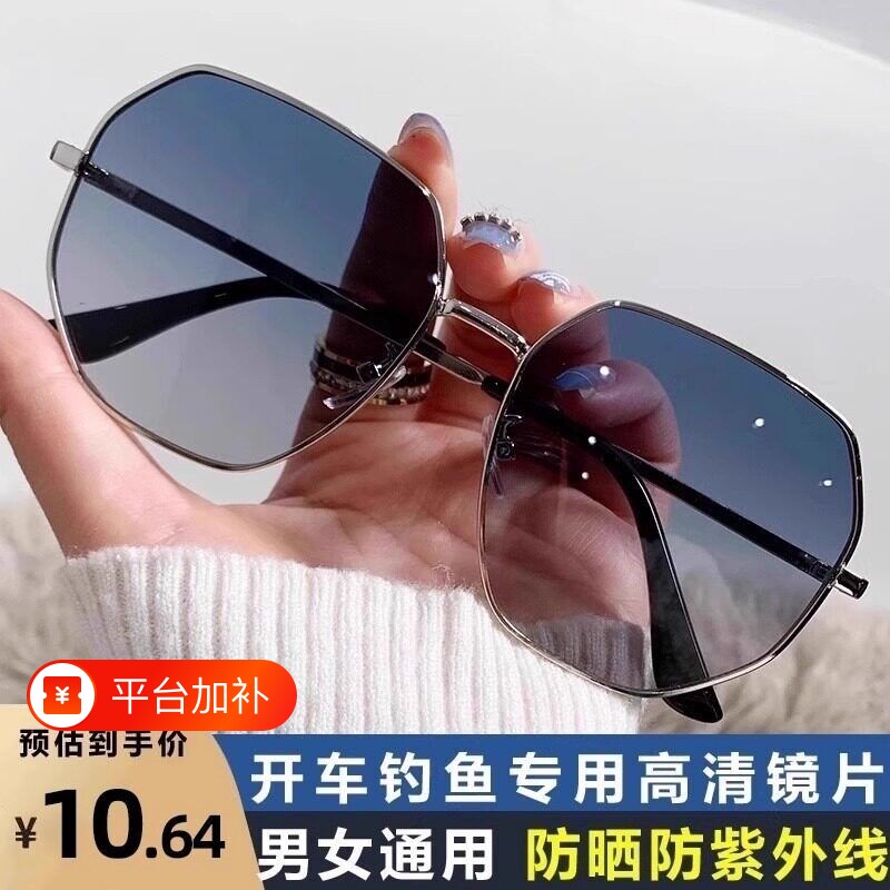 德国透明蓝色偏光太阳镜墨镜男士开车潮眼镜女变色高清遮阳镜片
