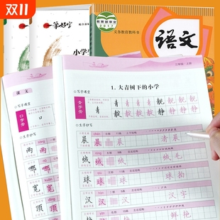 语文同步练字帖1一2二3三4四5五6六年级年级上册下册小学生字帖硬笔书法练字生字抄写本描红组词笔顺偏旁版 人教每日一练课课练写字