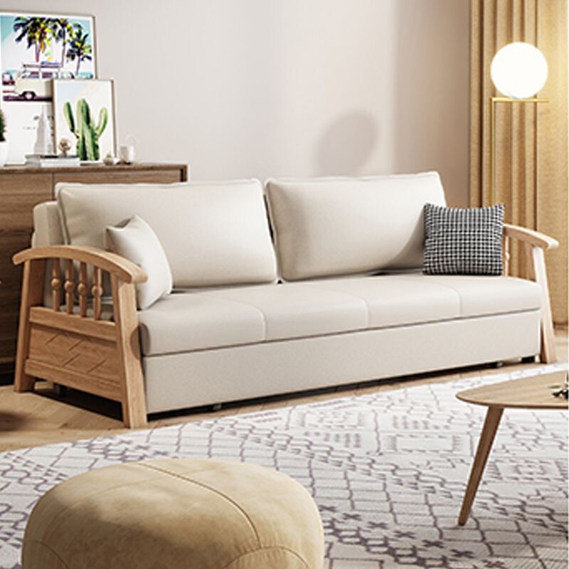 d北欧实木沙发床两用客厅小户型折叠简约日系多功能科技布沙发床