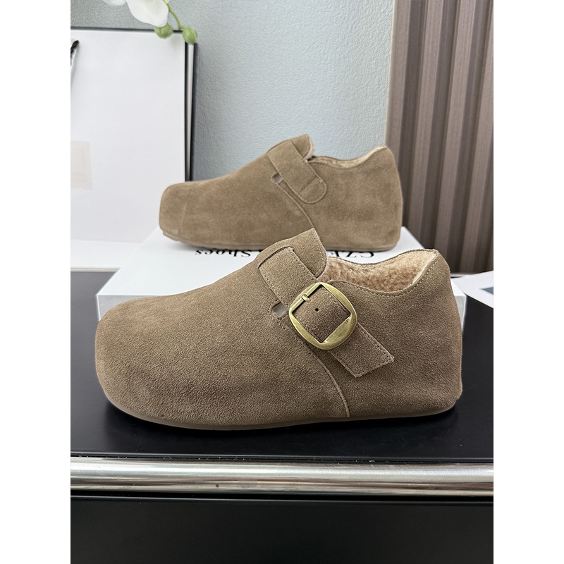 内增高冬季加绒勃肯鞋保暖2025新款真牛皮毛毛博肯鞋女鞋毛绒鞋子