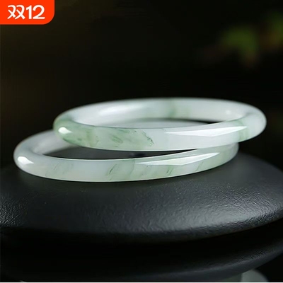 新疆天山翠仿玉手镯女冰糯种冰翠浅绿山水飘玉髓玉镯子少女款圆条