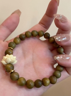 新中式木串珠子莲花手链女款2025年新款手串禅意小众复古风手饰