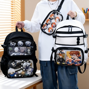 痛包双肩大容量透明谷子吧唧可放娃书包初高中生日常休闲男女通用