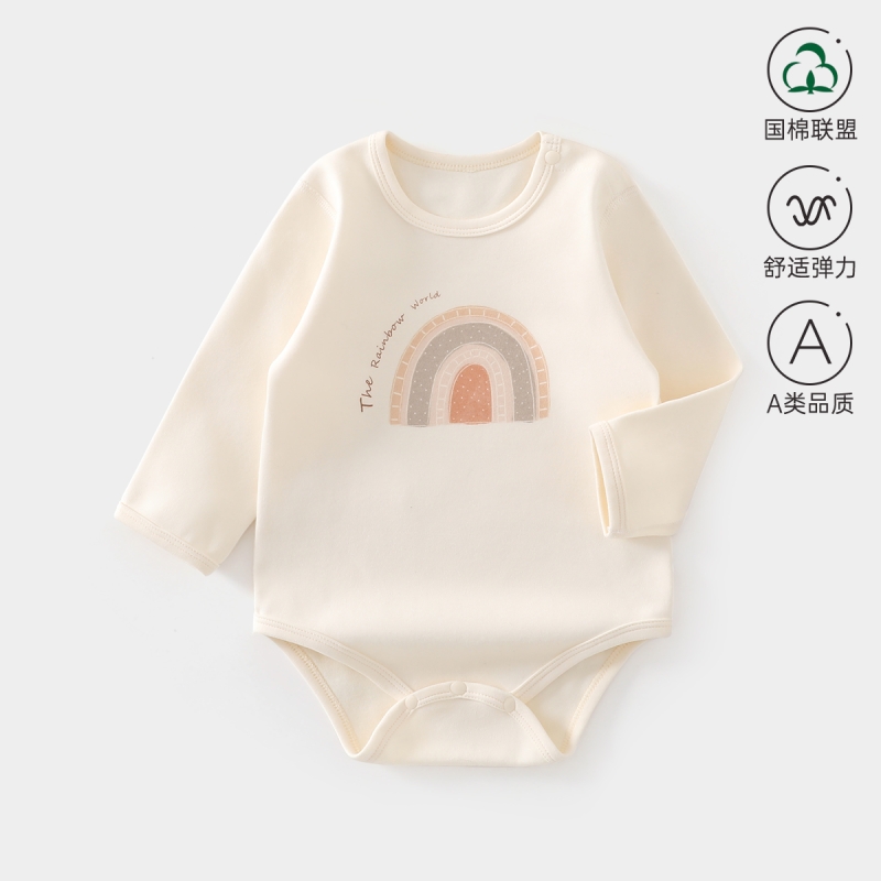 叮当乐园2025秋款男女宝宝肩扣长袖包屁衣婴幼儿无骨圆领舒绒哈衣